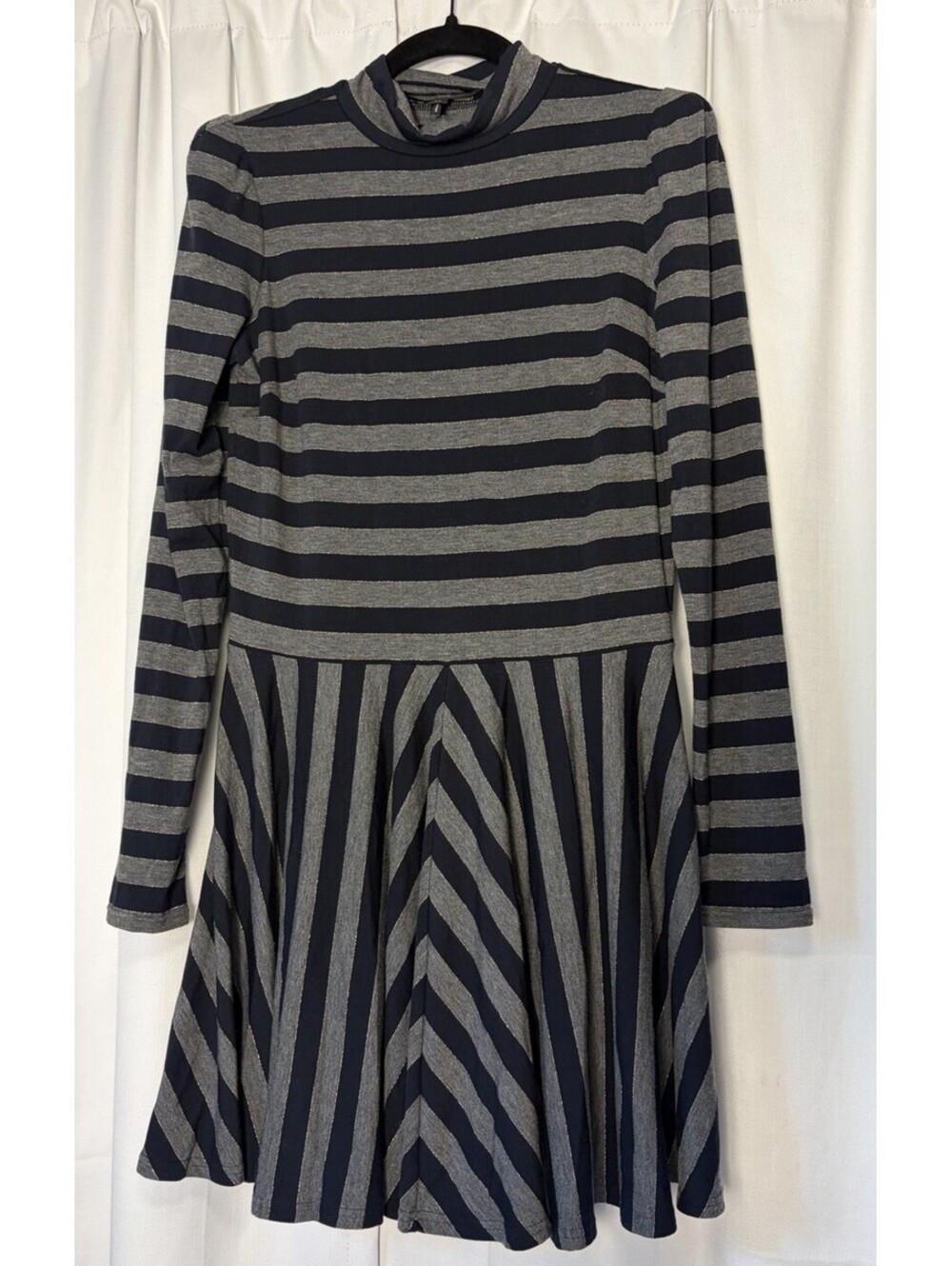 Y2K Marc Jacobs Blue Gold Striped Mockneck Fit N Flare Dress Size Small $500